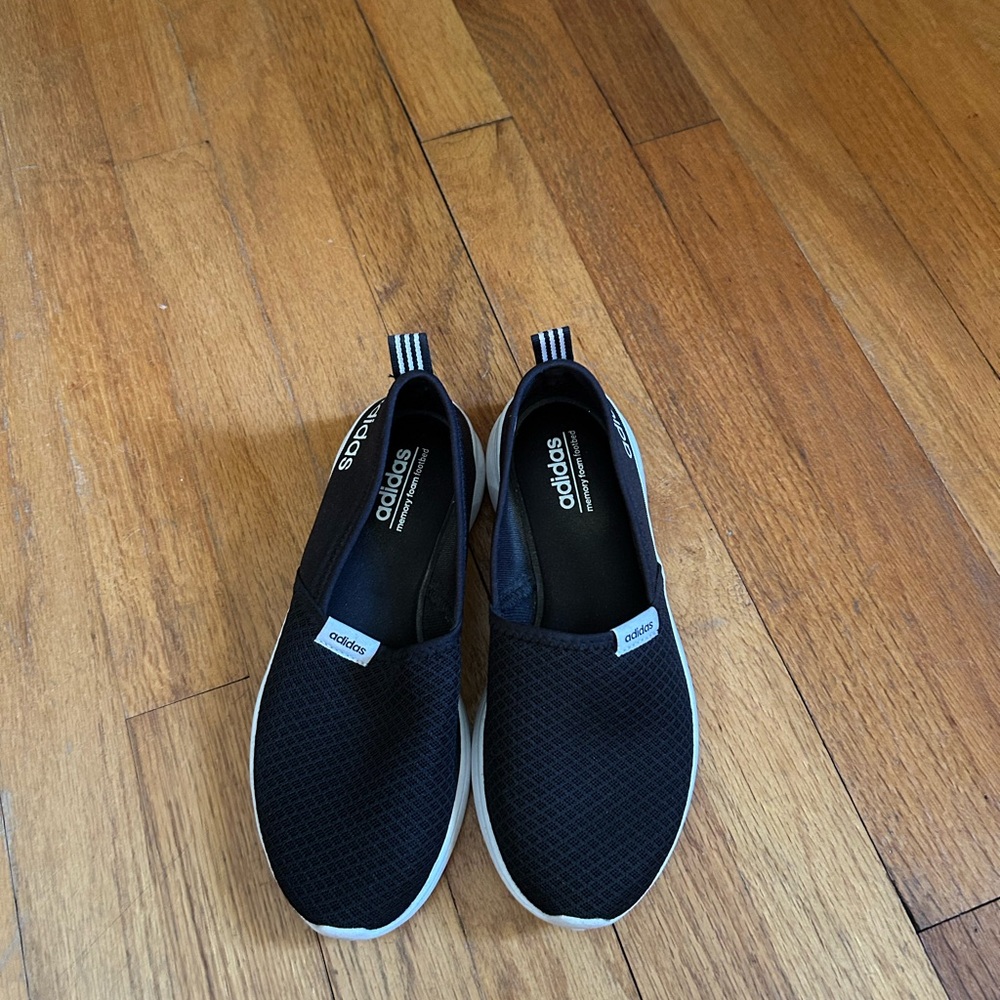 Adidas Men's Black and White Slip-On Sneakers